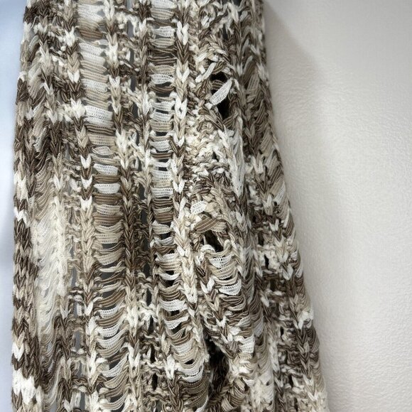 Katie Todd Women Tan Open Front Open Fish Net Weave Lightweight Sweater L - Picture 2 of 9